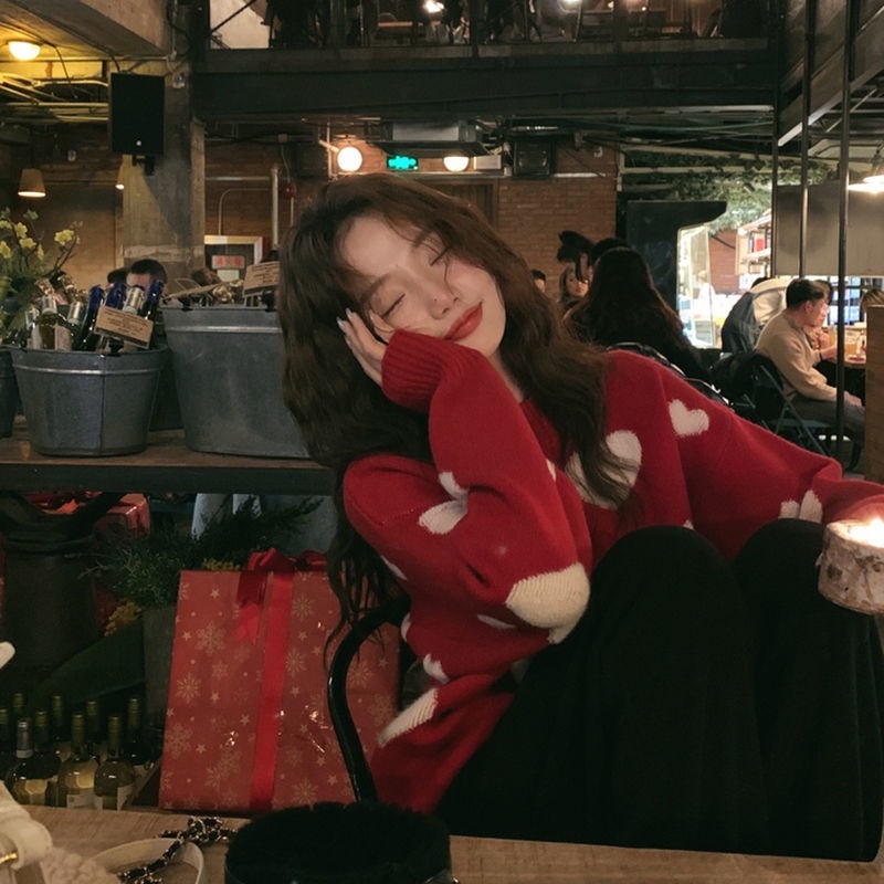 Áo Sweater Đỏ Phong Cách Năm Mới Đáng Yêu Cho Nữ  tao bao