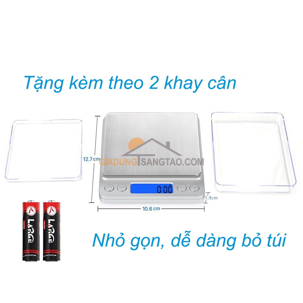 Cân điện tử tiểu ly 3kg I-2000 kèm 2 đĩa cân