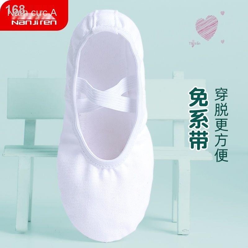 ﹍☂♀Giày khiêu vũ trẻ em không có ren tập thể dục nữ đế mềm màu trắng cho bé gái, mới biết đi, trai, múa ba lê, Trung Quố