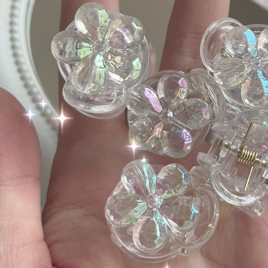 Kẹp Tóc Hình Hoa Nhỏ Màu Laser Trong Suốt 2022