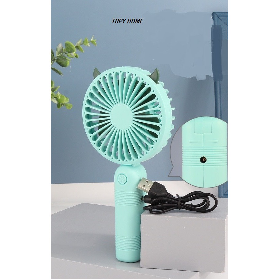 Quạt cầm tay Mini tích điện gập 90 độ mã G8800 hình tai thú | BigBuy360 - bigbuy360.vn