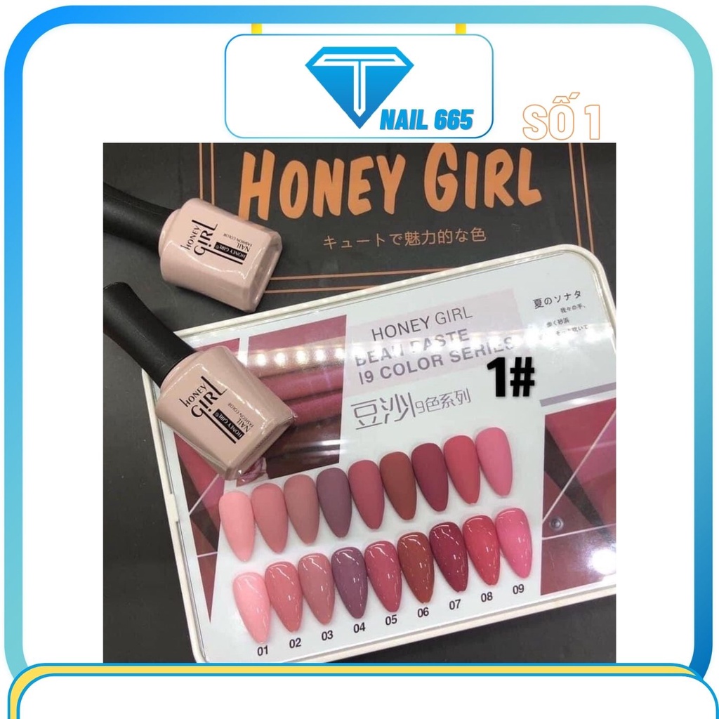 Sơn sét , Sơn móng tay gel Honey Girl , sét 9 màu chính hãng ,tặng bảng màu