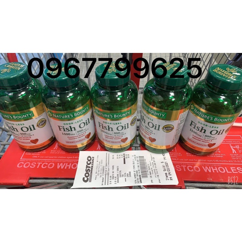 Dầu Cá Không Mùi Nature's Bounty Fish Oil 1400mg 130 Viên [date 2023]