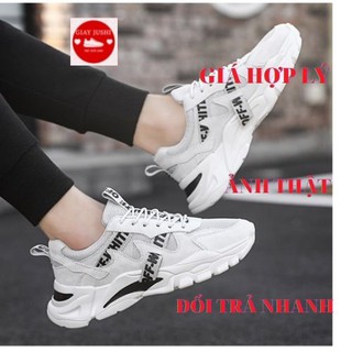 Giày Nam Sneaker-Giày Nam-Giày Thể thao🍎[FREE SHIP- XẢ] 🍎  Dáng Đẹp Đế Cao Màu Trắng Sữa HD7