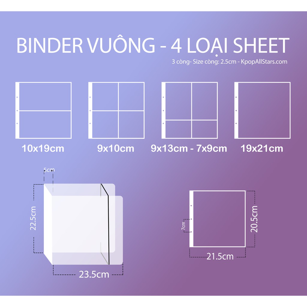 [Mã SKAMLTSM9 giảm 10% đơn 99K] Sổ Card Binder hình Vuông 40 sheet Đựng được 5 size card/ postcard/ mini banner...