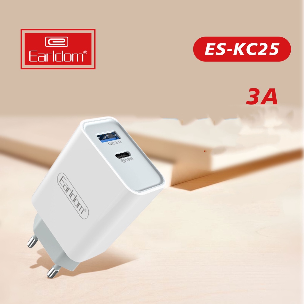 Củ Sạc Nhanh Quick Charge 3.0 18W Earldom ES - KC25 - Hàng Chính Hãng