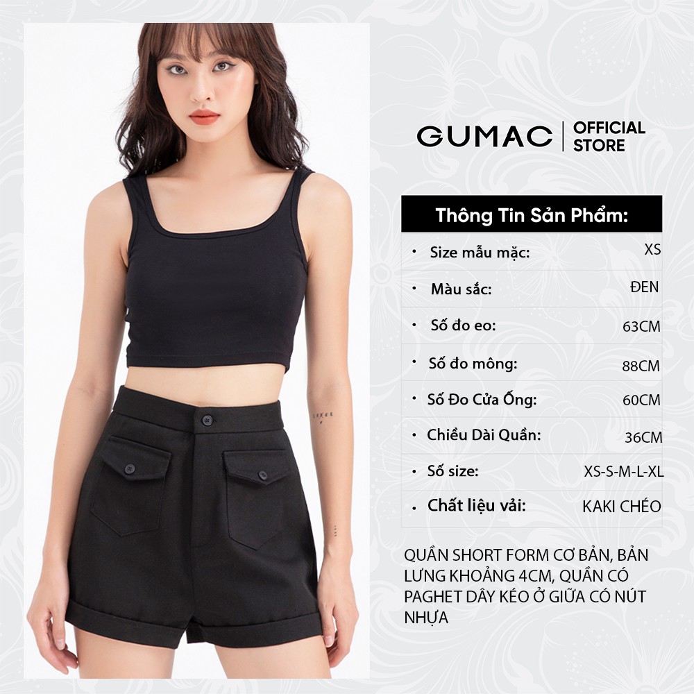 Quần short nữ 2 túi GUMAC màu đen năng động QB613 | BigBuy360 - bigbuy360.vn