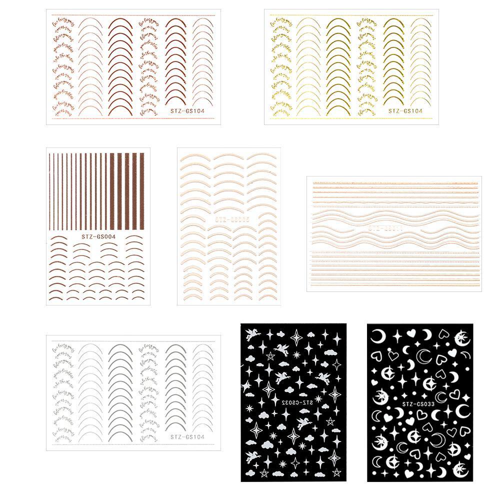 HS Sticker Dán Móng Hoạ Tiết Đường Cong