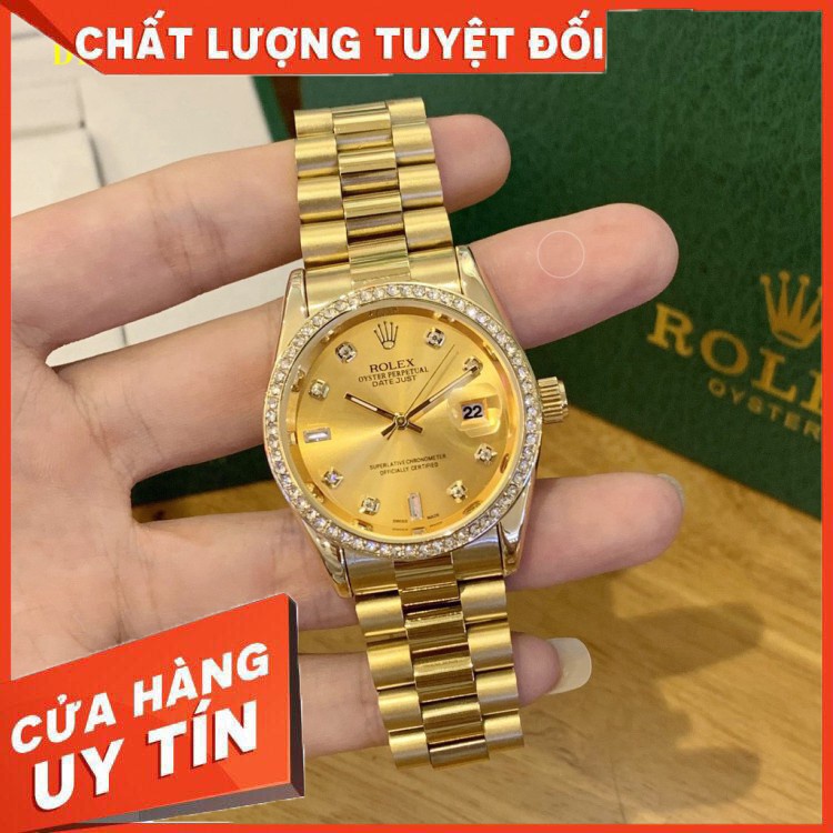 Đồng hồ Rolex nam - viền đá daimond cao cấp, dây kim loại đúc nguyên khối không bay màu, thời trang sang trọng, quý phái