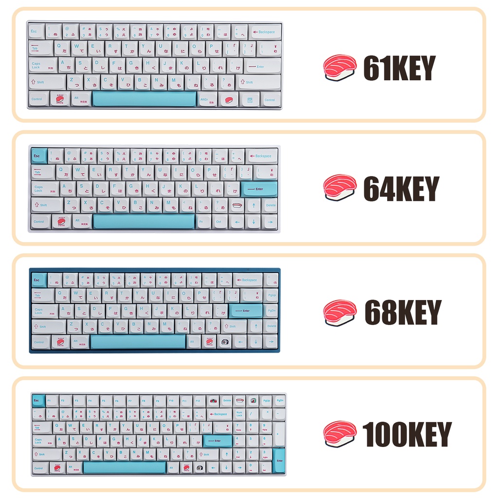 Keycaps, 120 phím thăng hoa PBT XDA màu xanh sushi keycaps Bàn phím cơ Cherry MX keycaps Bàn phím chơi game
