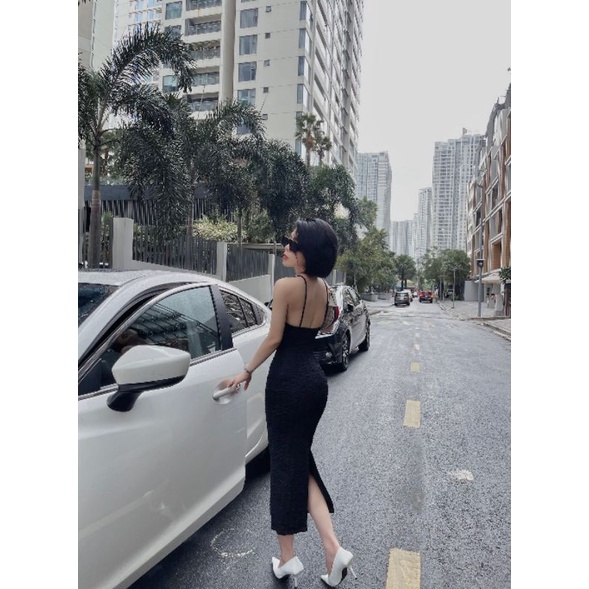 Đầm Body Cổ Yếm Đan Dây Lưng