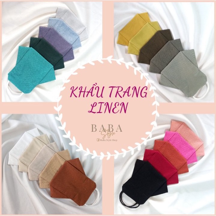 Khẩu Trang Vải Sợi Tư Nhiên 3D- 3 Lớp Linen Cotton  Kháng Khuẩn Khẩu Trang Thời Trang Đẹp Chất Tái Sử Dụng Nhiều Lần