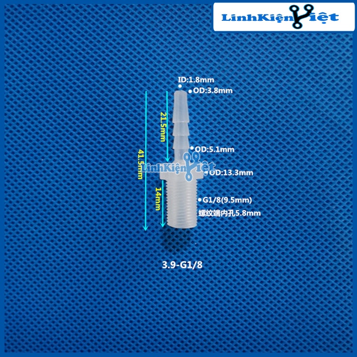 Đầu Nối Ống Nước Bắt Ren 1/8(9.5mm) Đầu Ra Ống Ty Ô