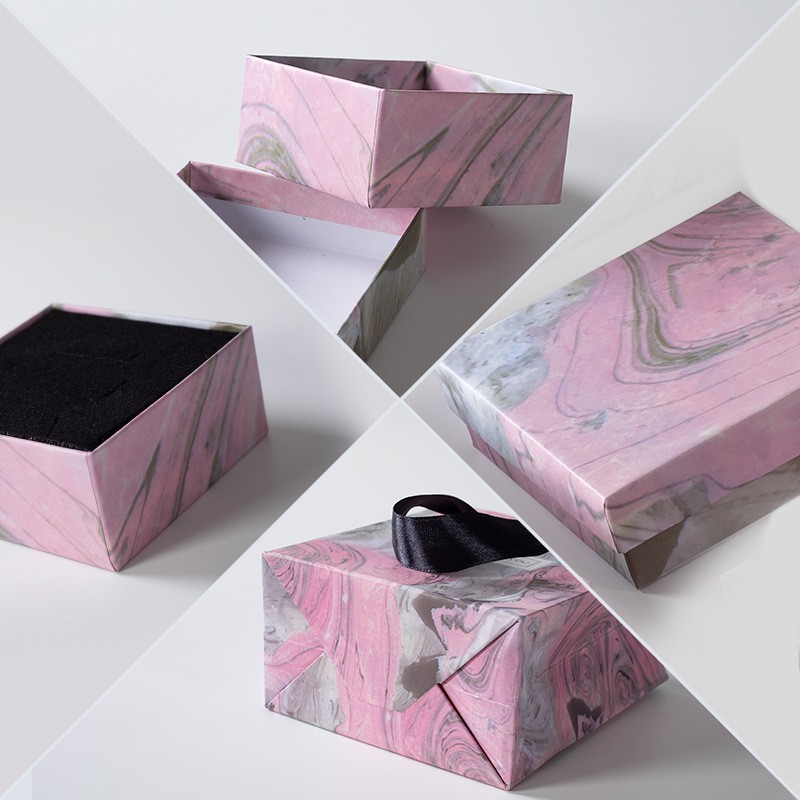 Hộp quà tặng hộp trang sức màu hồng xám cẩm thạch