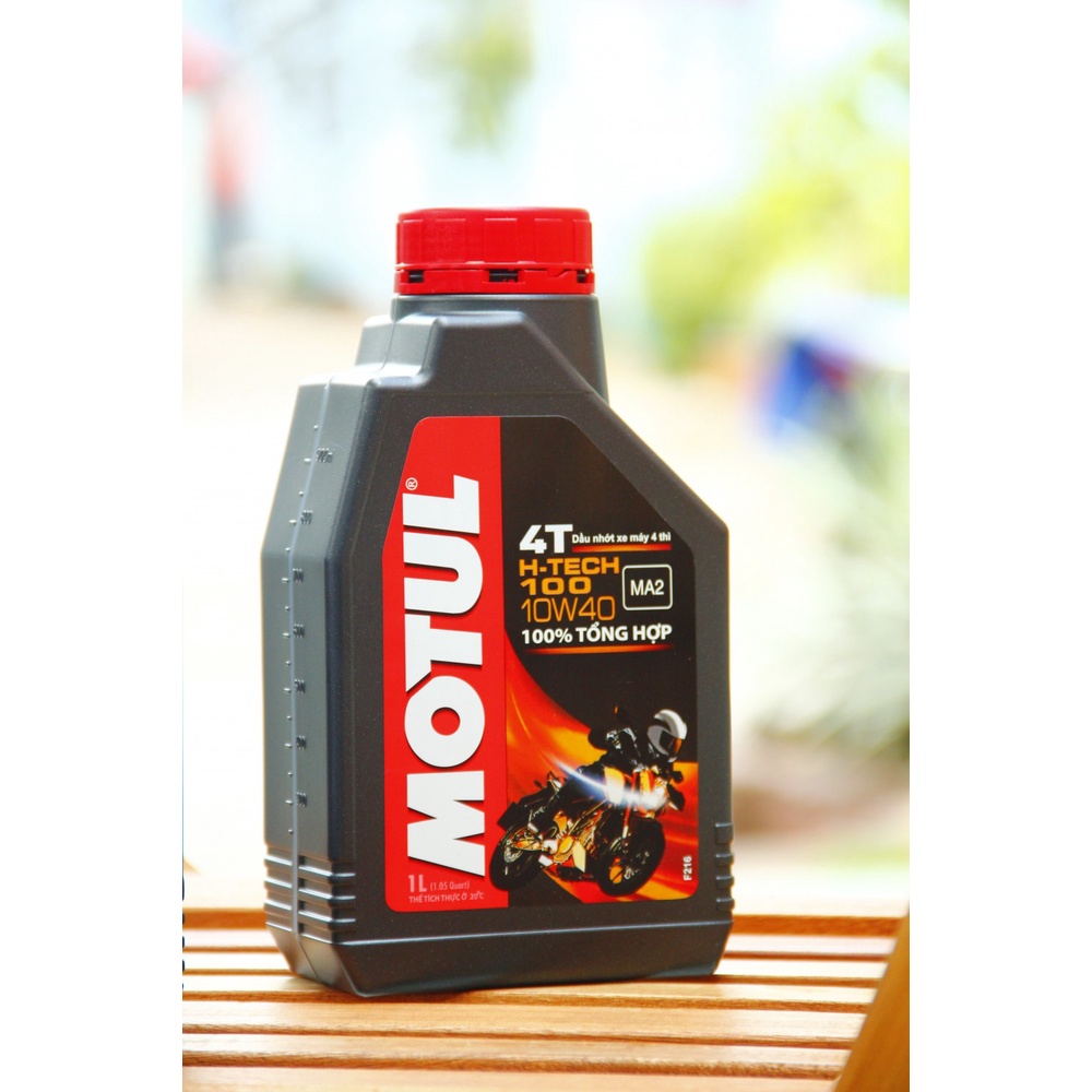 Dầu nhớt Motul H-Tech 100 10W-40 giá rẻ, tổng hợp toàn phần cho xe số, xe côn tay Winner, Raider, Exciter, CBR