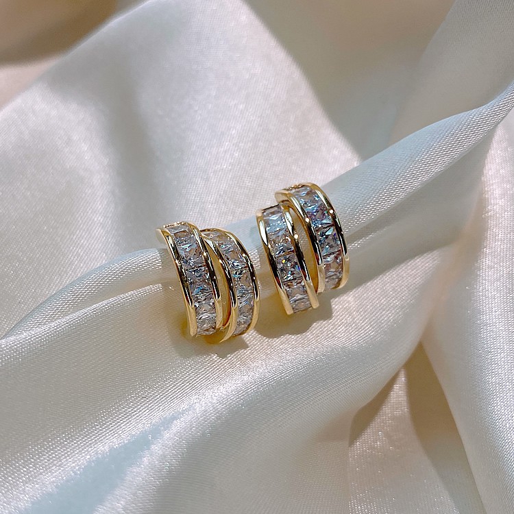Bông Tai Đính Đá Zircon Sang Trọng Cho Nữ / Khuyên tai