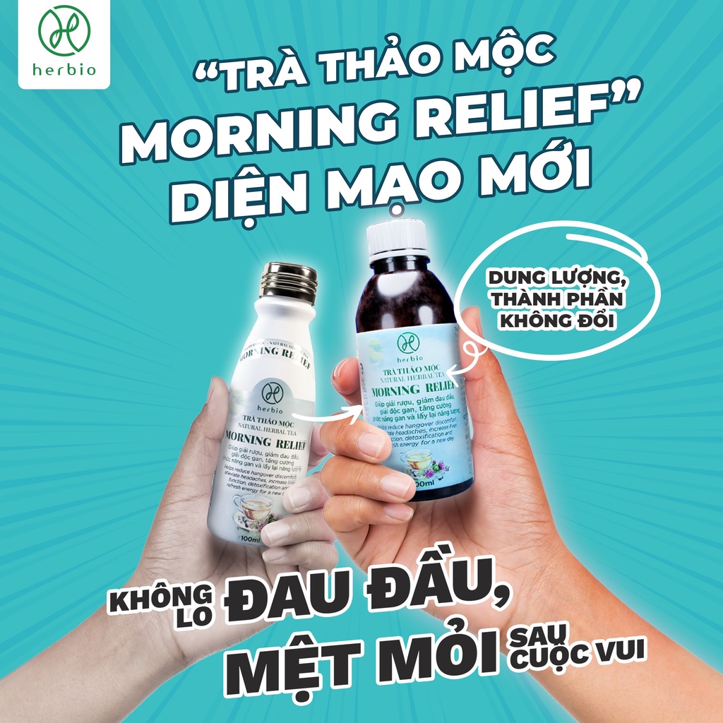 [LỐC 6 CHAI] Trà Giải Rượu Thảo Mộc Herbio Morning Relief - GIẢI RƯỢU, GIẢI ĐỘC GAN, LẤY LẠI NĂNG NƯỢNG