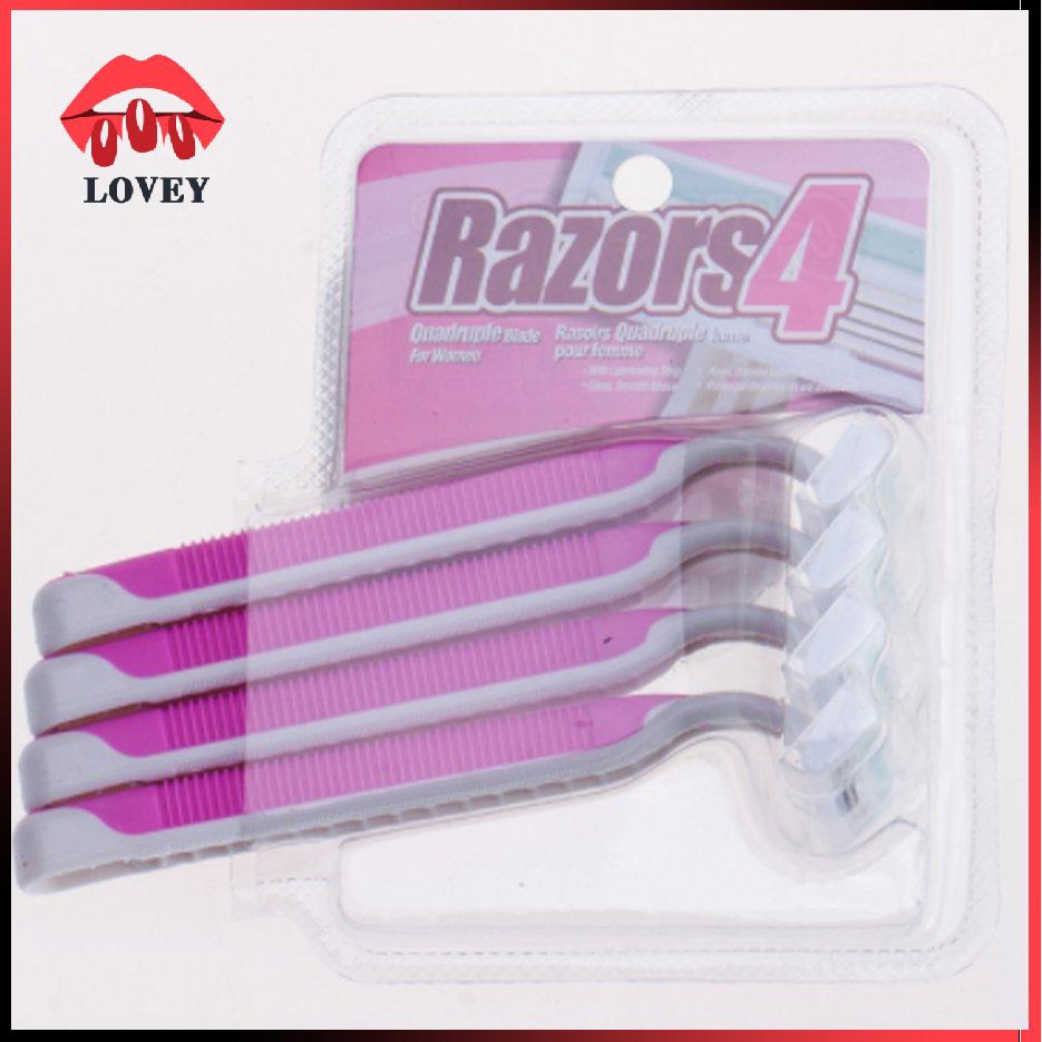 Set 4 dao cạo lông cho vùng da dưới cánh tay 3 lưỡi Razor kèm 1 lưỡi dao thay thế dành cho nữ / nam