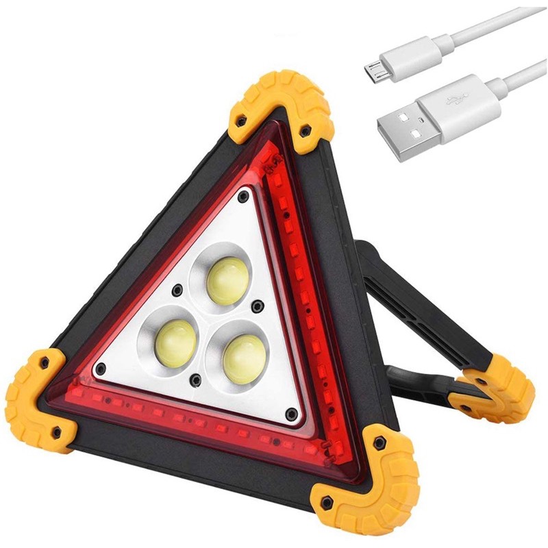 Đèn LED COB, sạc 2 chiều, làm việc, công trình, dã ngoại, 3 pin AA / 2x18650 Có 3 Led Cob 36 Led Đèn Cảnh Báo Tam Giác