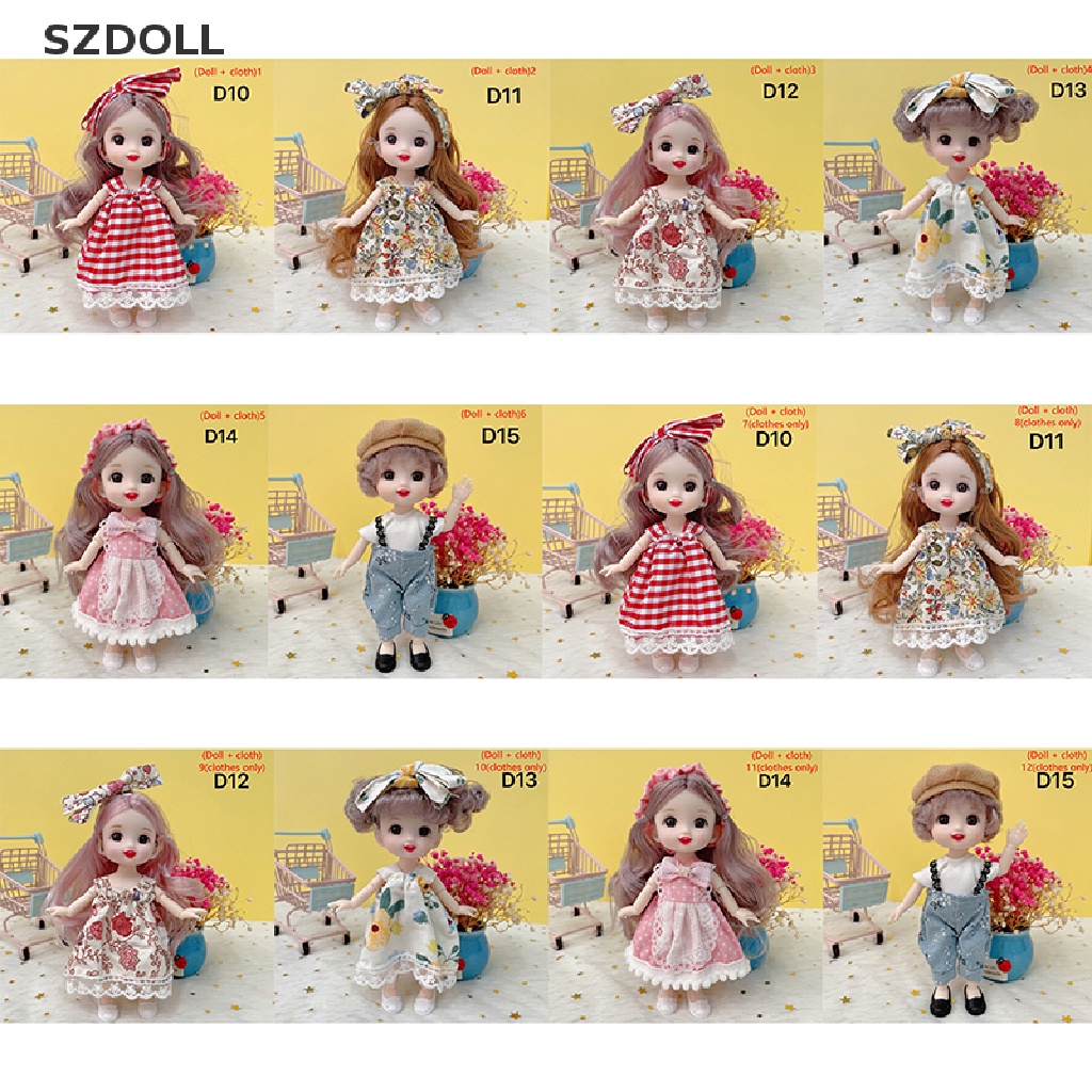 Búp Bê Mini 17Cm Mắt To 13D Có Khớp Chuyển Động Cho Bé Gái