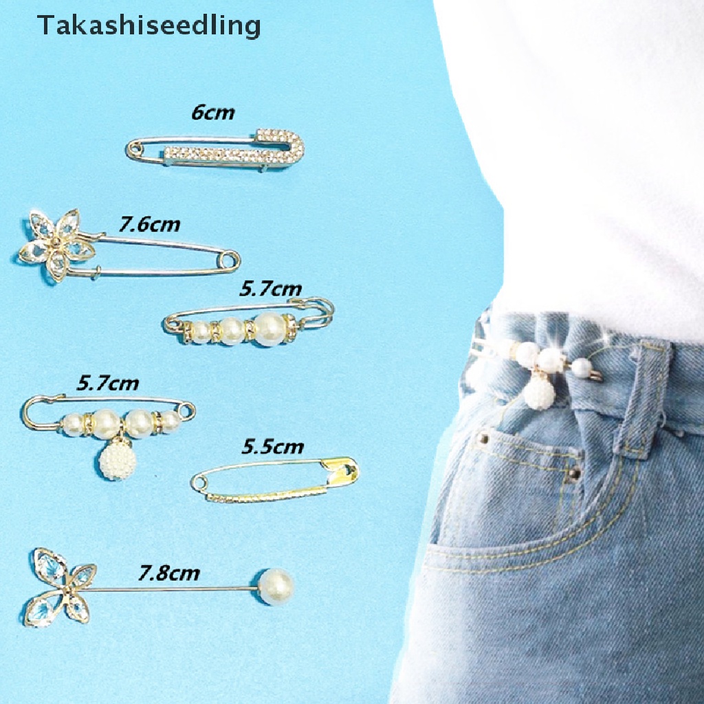 (Takashiseedling) Set 6 Ghim Cài Thắt Lưng Đính Ngọc Trai Giả Nhỏ Nhắn