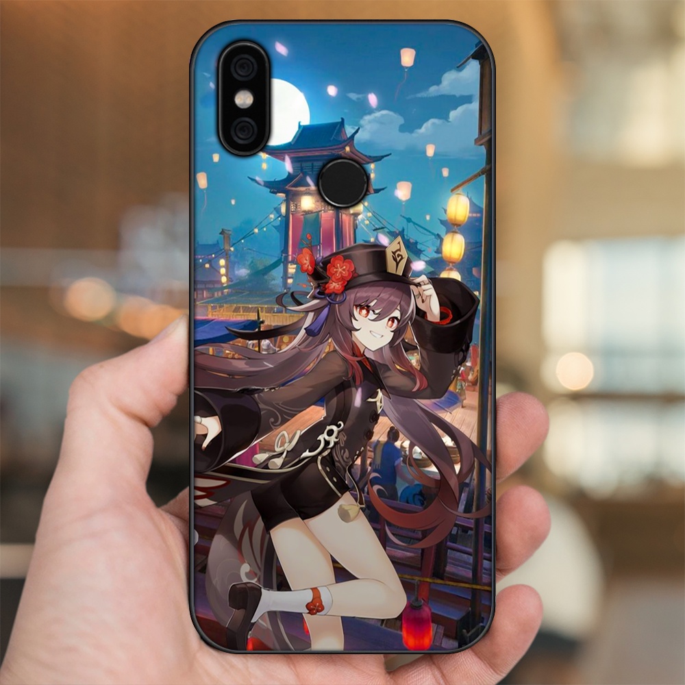 Ốp lưng Xiaomi Mi A2, Redmi 6X viền đen in hình Hutao Genshin Impact