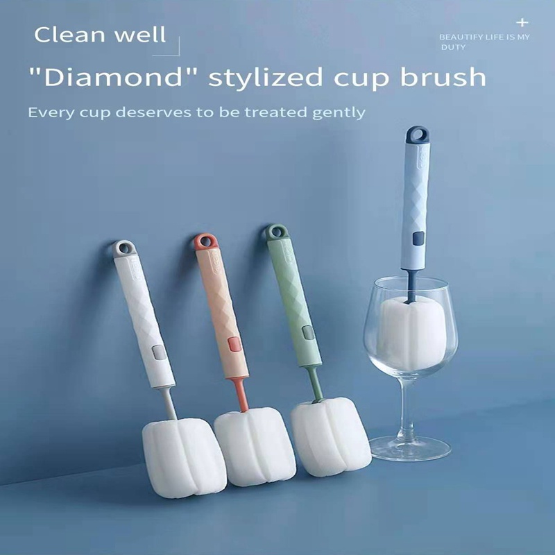 Cọ vệ sinh bình sữa em bé bằng bọt biển tay cầm dài có thể tháo rời tiện dụng