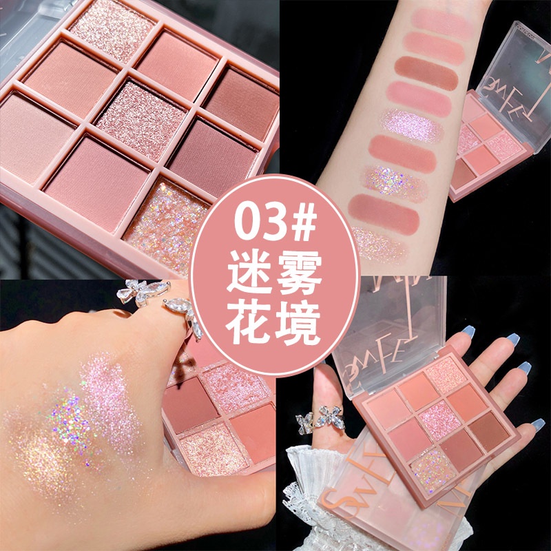 Bảng Phấn Mắt Chín Màu Sắc Long Lanh Ánh Ngọc Trai Trang Điểm Hàng Ngày Cho Học Sinh