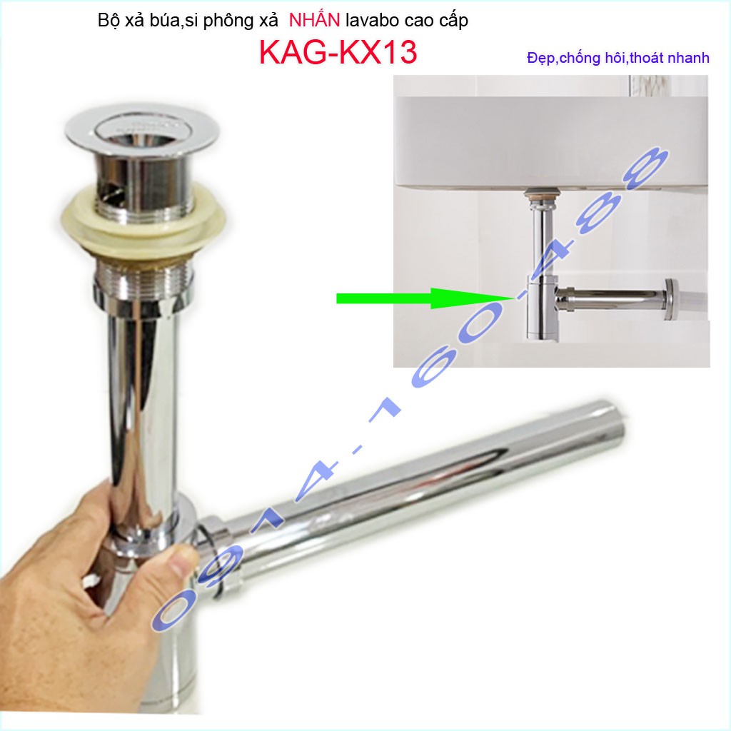 Xả lavabo KAG-KX13 Korea, bộ xả bồn rửa mặt co búa cao cấp inox dày sáng bóng thoát nhanh chống hôi tốt