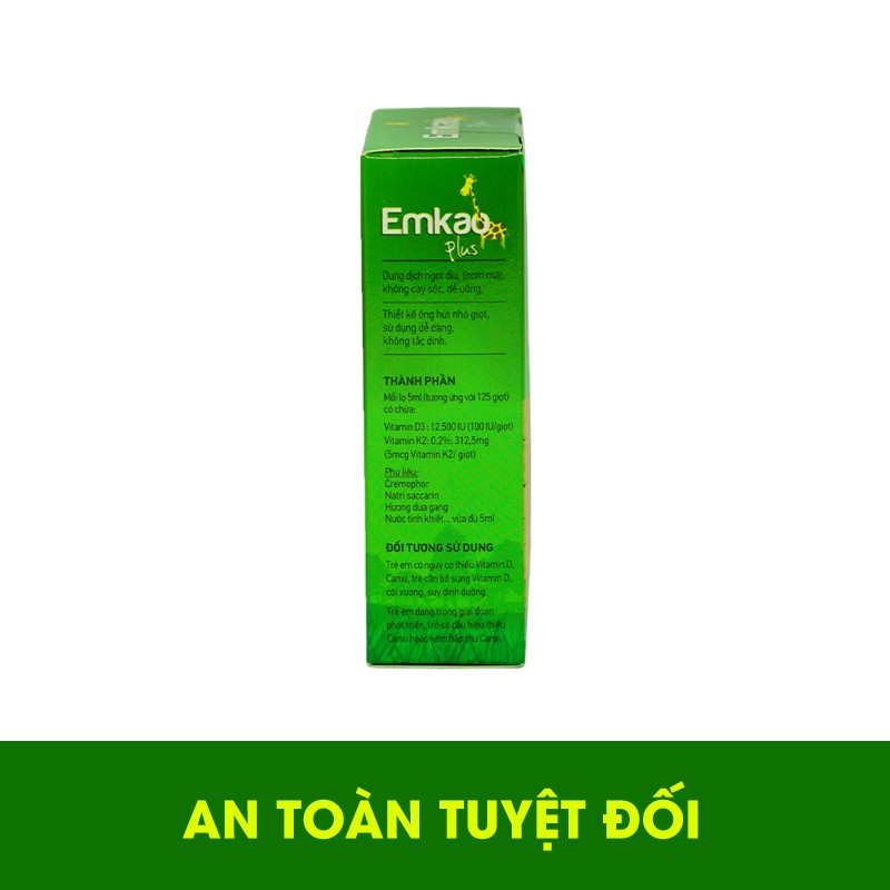 Thực phẩm bảo vệ sức khỏe bổ sung vitamin K2 và D3 DK Pharma Emkao Plus 5ml