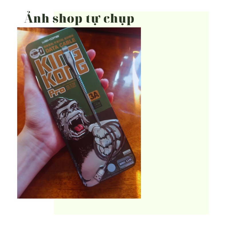 CÁP SẠC LIGHTNING HỘP SẮT KINGKONG 3A WK 114