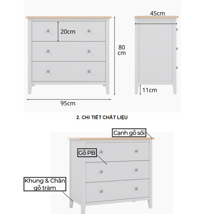 Tủ Ngăn Kéo Gỗ MOHO BOSTON 901