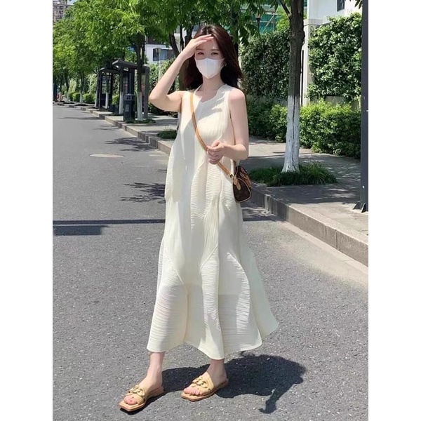 Váy xuông đuôi cá xếp ly voan tơ hàng QC xinh xắn- ảnh thật cuối