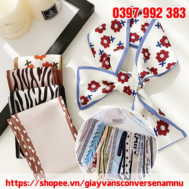 Khăn Turban Headband Bandana Lụa 100x8 cm Quàng Cổ Buộc Tóc Quấn Túi Xách Thời Trang Phong Cách Hàn Quốc