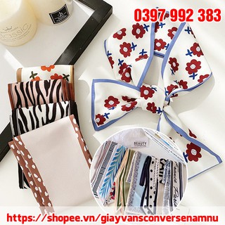 Khăn Turban Headband Bandana Lụa 100x8 cm Quàng Cổ Buộc Tóc Quấn Túi Xách Thời Trang Phong Cách Hàn Quốc