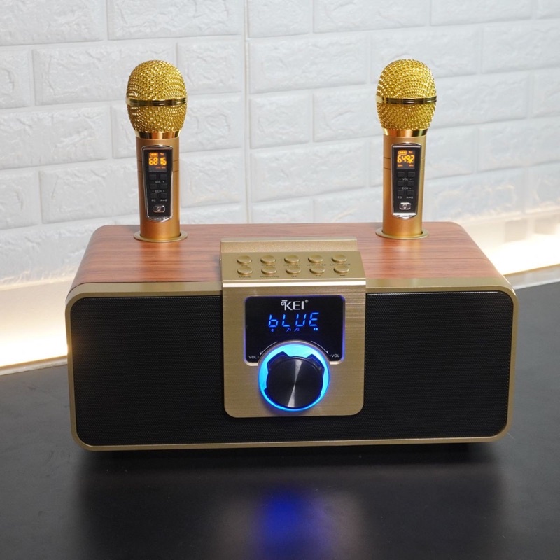 Loa karaoke bluetooth KEI K08 - Tặng kèm 2 micro không dây màn hình LCD, Sạc pin micro trên loa, Loa du lịch cực chất