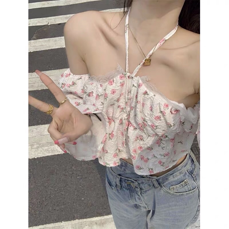 Áo hoa nhí tay phồng Quảng Châu cực xinh