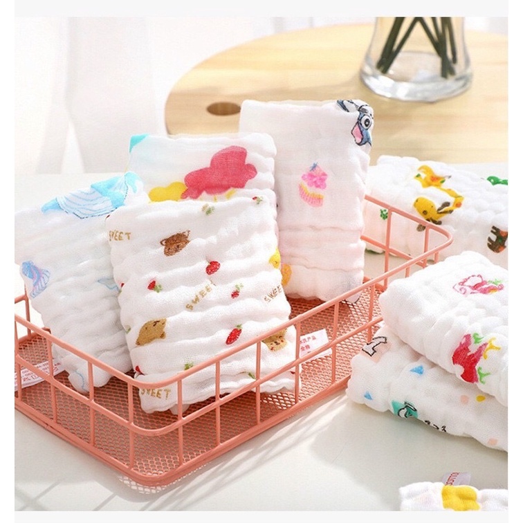 Set 5 khăn xô 6 lớp, khăn rửa mặt cho bé hàng xuất khẩu mềm mại