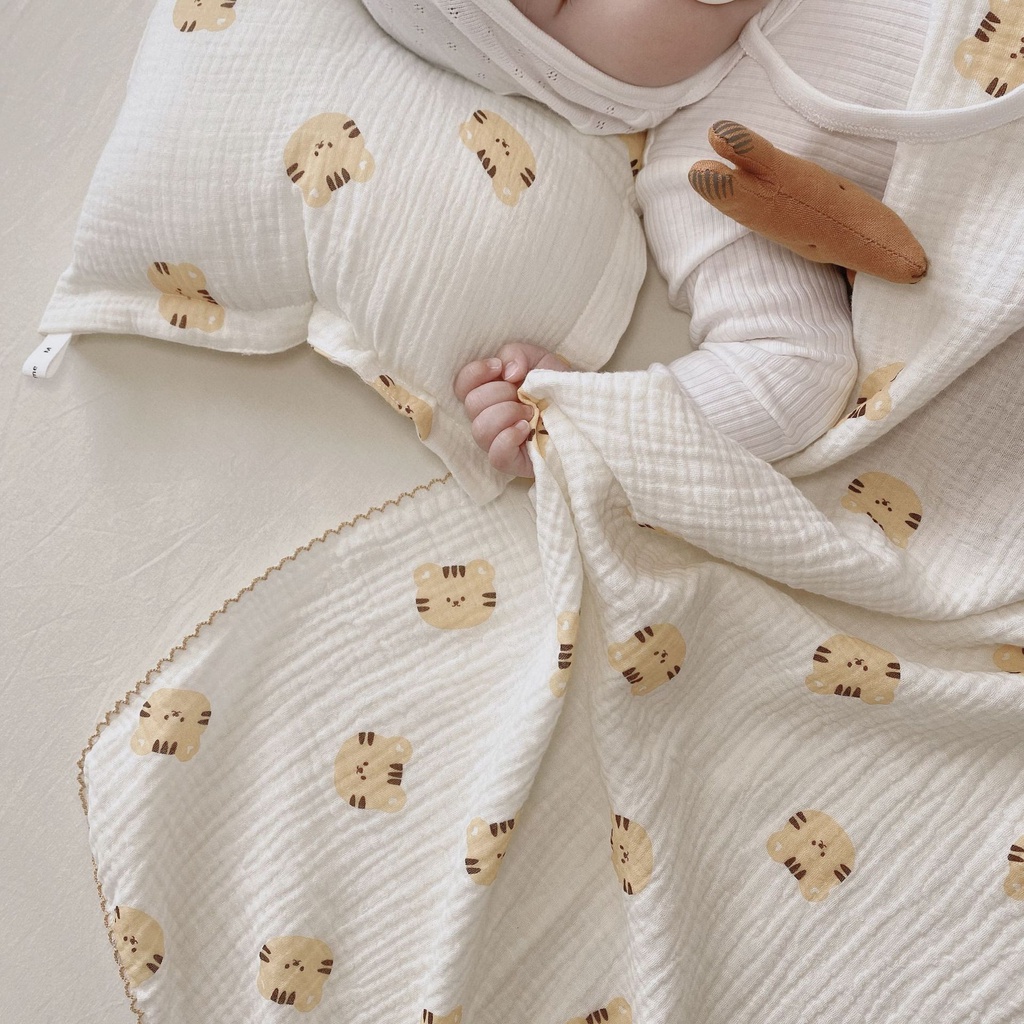 Chăn Cotton Mỏng Thoáng Khí In Họa Tiết Hoạt Hình Dễ Thương Cho Bé