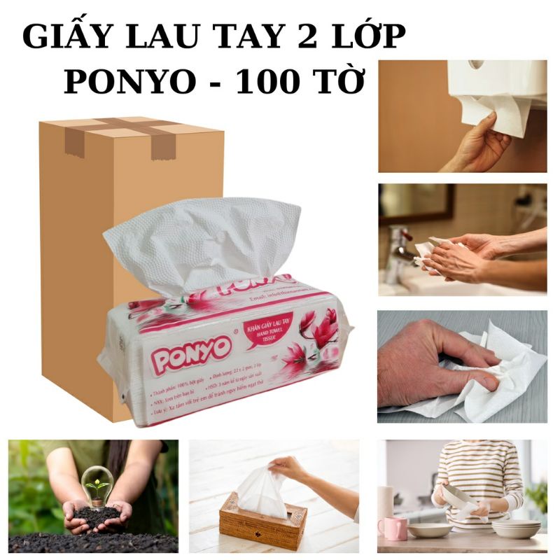 Khăn giấy rút đa năng Ponyo dày, dai, mịn