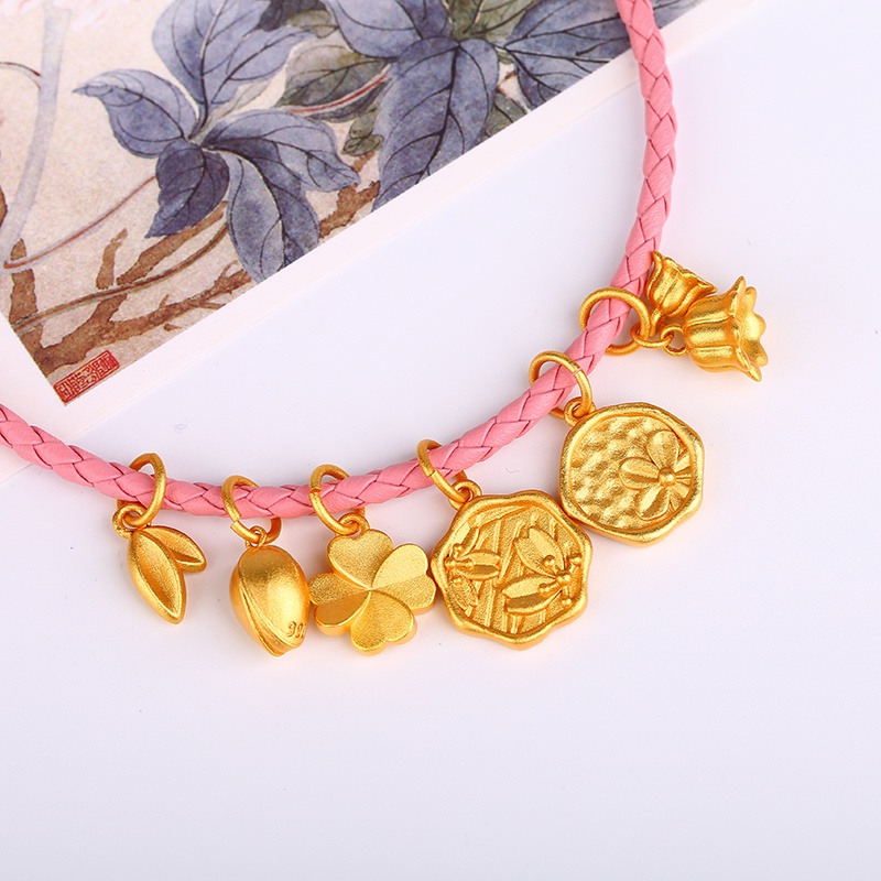 Phụ Kiện Việt Nam Phụ Kiện May Mắn Mặt Dây Chuyền Nụ Hoa Cỏ Bốn Lá Màu Vàng Cát Không Gây Dị Ứng Cao Không Gây Dị Ứng Phụ Kiện Vòng Tay Chống Trượt Tự Làm