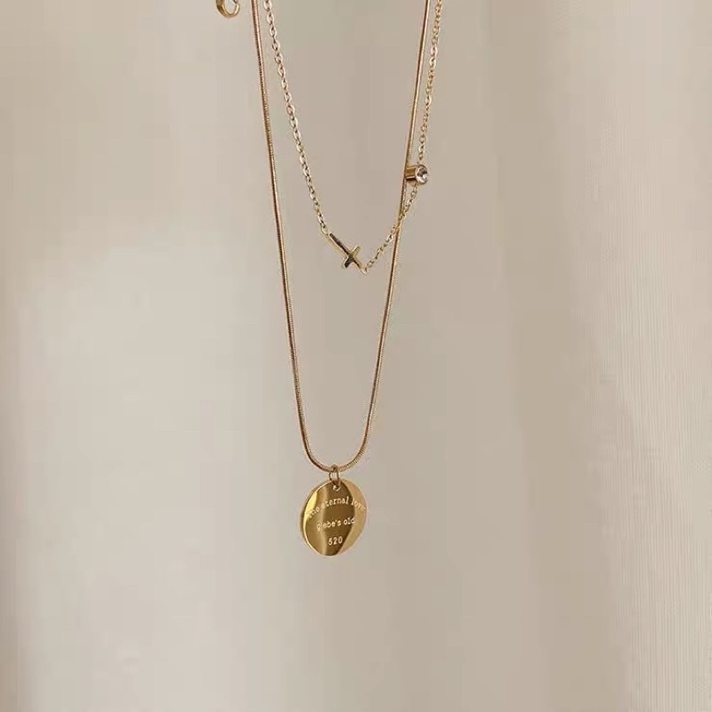 Vòng Cổ 2 Tầng Mặt Tròn Layer, Dây Chuyền Hợp Kim Mạ Vàng 925 Không Gỉ  - Phụ Kiện Xinh Bonnies Accessories