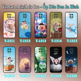 Ốp lưng Vsmart Aris/ Aris Pro dẻo đen in hình Chú heo hồng cute