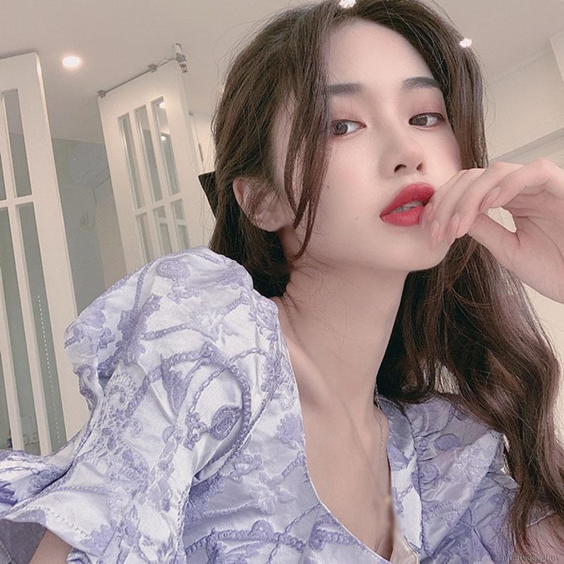 Áo Croptop Tay Phồng Cổ Vuông In Họa Tiết Hoa Phong Cách Retro