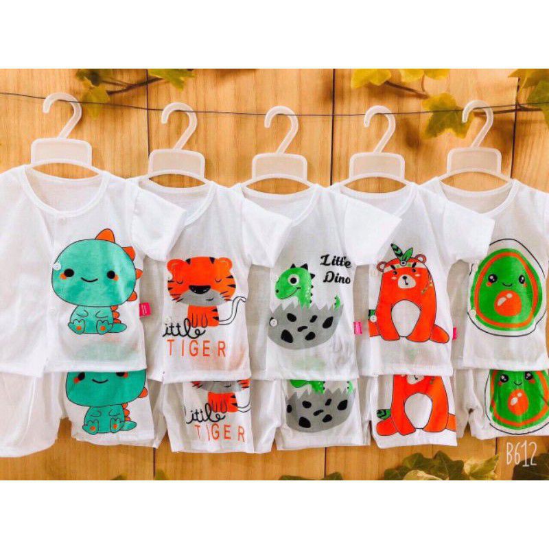XẢ HÀNG bộ cotton 2 chiều cộc tay cài cúc cho bé