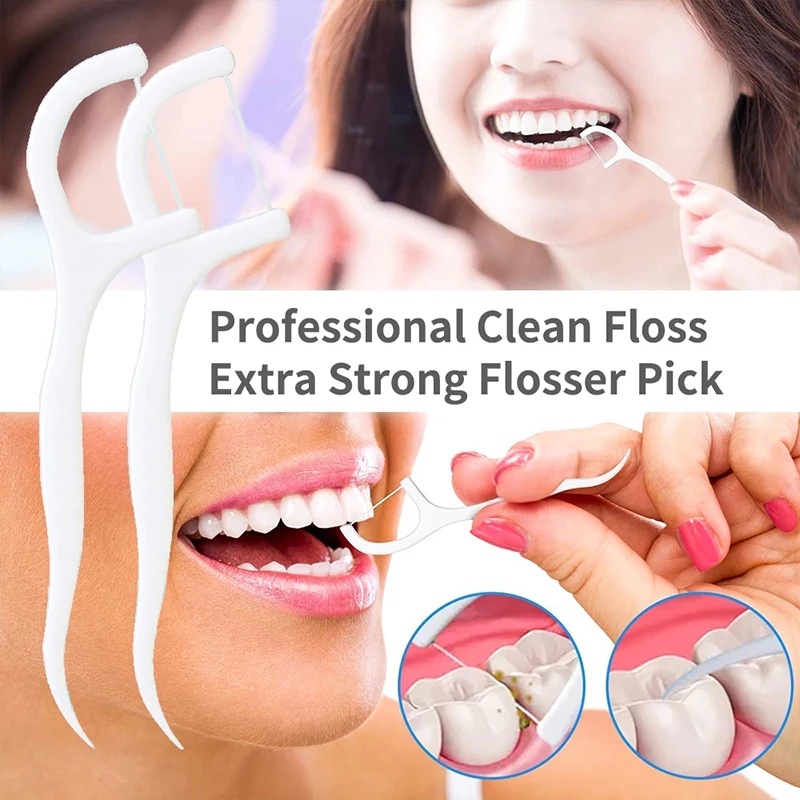 Set 100 Tăm Chỉ Nha Khoa Làm Sạch Răng Miệng Di Động