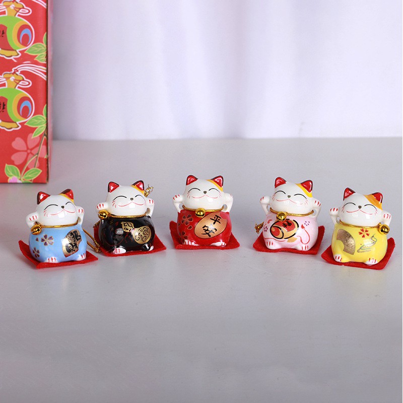 Bộ (Set) 5 Mèo Thần Tài Neko Ngũ Phúc Lâm Môn, May Mắn, Phát Tài Phát Lộc