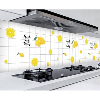 1 mét giấy dán bếp họa tiết quả chanh vàng - khổ 60cm có keo sẵn