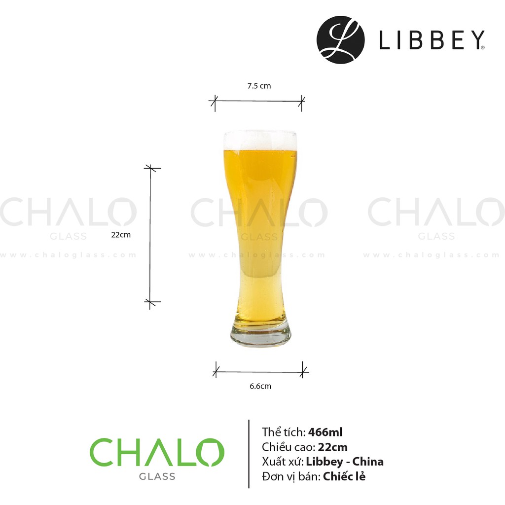 [Chính hãng] Ly thủy tinh sinh tố dáng eo Libbey Weizenbier 466ml - 549