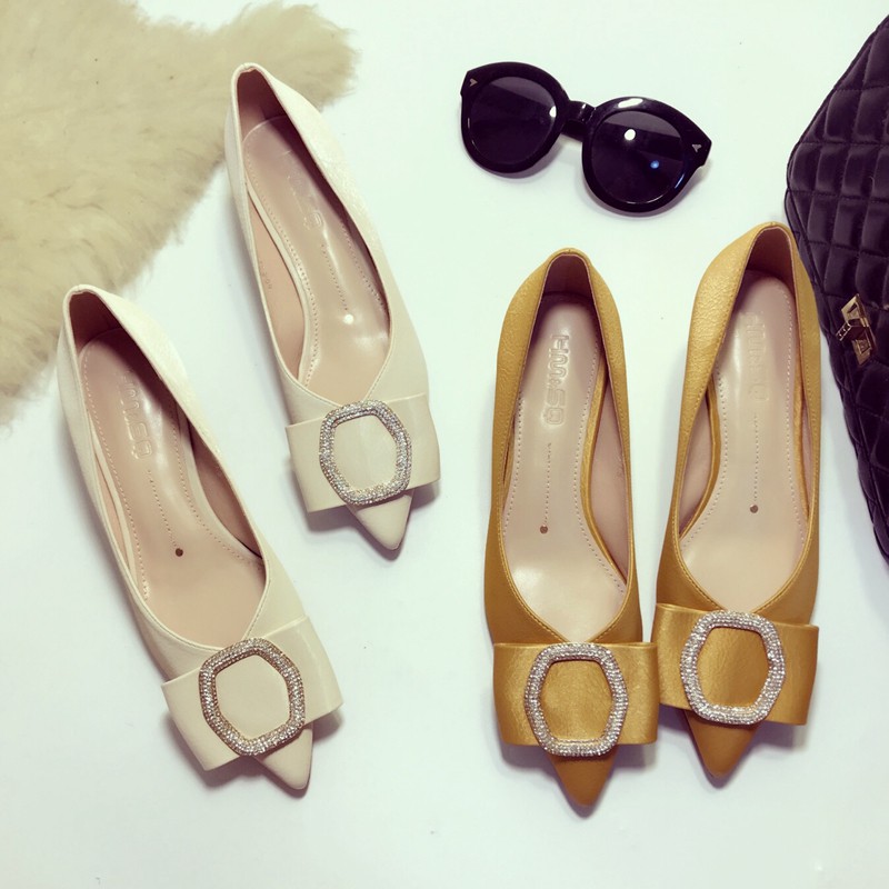 Giày Búp Bê Nữ Gót Thấp Đính Khóa Vuông Thời Trang Thanh Lịch | BigBuy360 - bigbuy360.vn